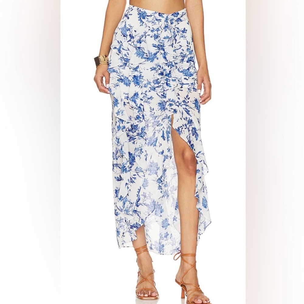 Free People flounce around maxi skirt in white combo